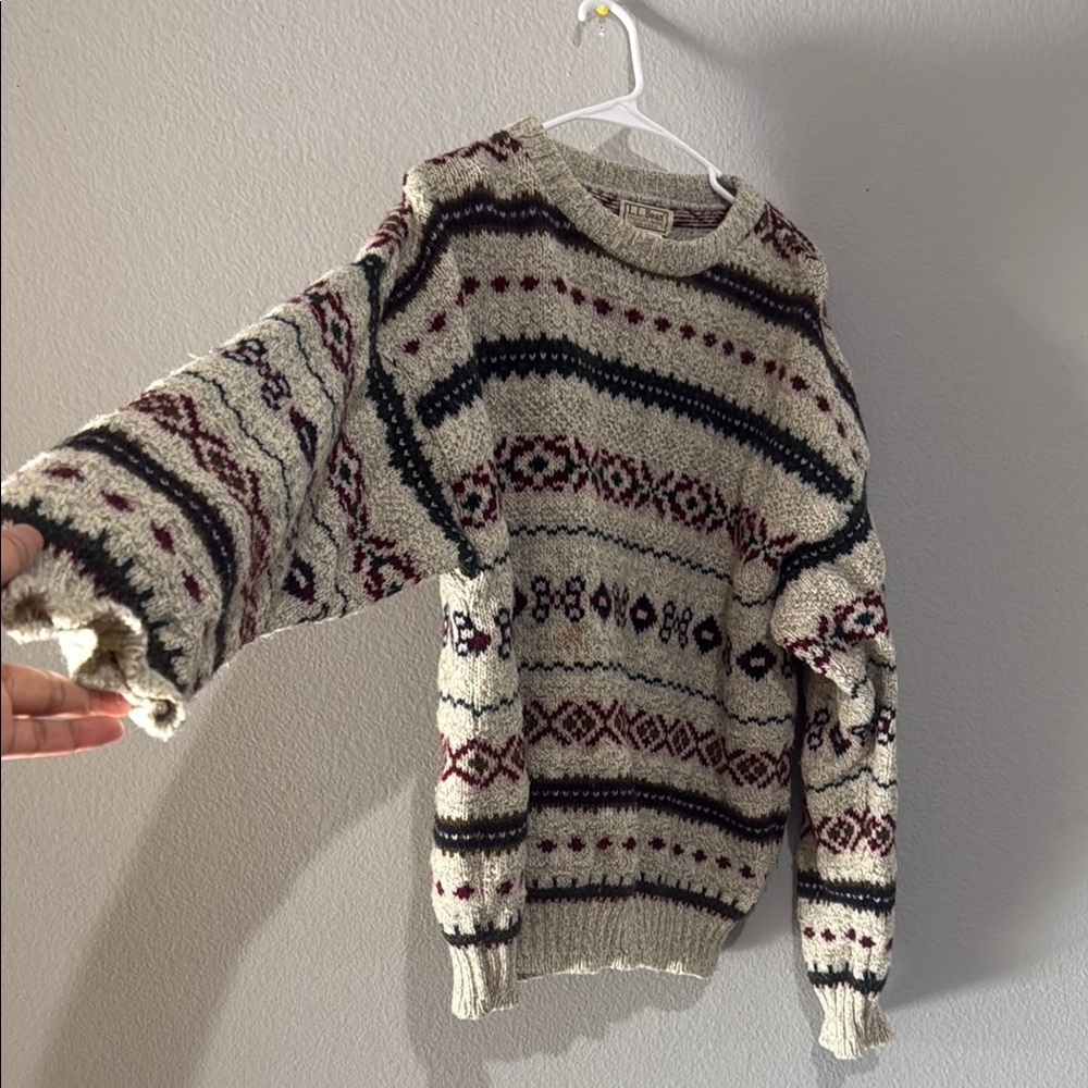 Vintage LL bean Men's Patterned wool Sweater - dad sweater thick warm - Picture 4 of 9